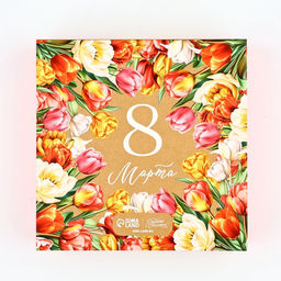 Цена за 5 шт. Коробка под 9 конфет с ячейками «8 марта» 14.5×14.5×3.5 см