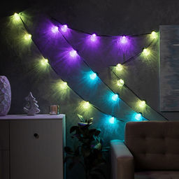 Умная гирлянда Нить 6 м с насадками Рифленые шарики, IP20, тёмная нить, 20 LED, свечение RGB, USB - Luazon lighting фото 4