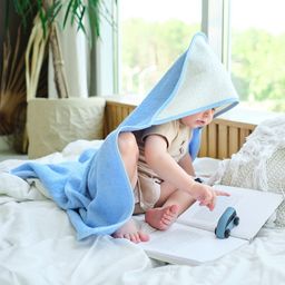 Полотенце уголок махровое Крошка Я, 75х75 см, цвет молочный/голубой, 100% хлопок, 360 г/м2  фото 19