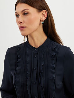 Блузка с рюшами OD-976-2 т.синий