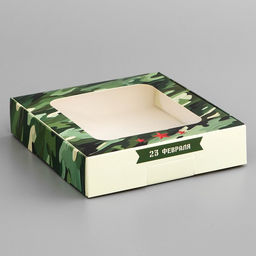 Цена за 5 шт. Коробка подарочная сборная с окном, упаковка, «23 февраля», 13×13×3 см