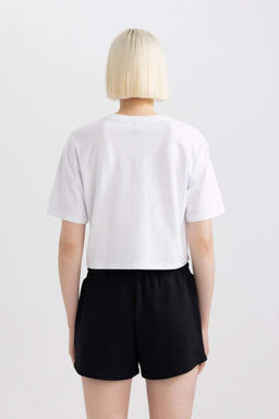 Базовая футболка свободного кроя с круглым вырезом из чесаного хлопка с короткими рукавами - Defacto фото 5