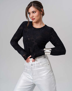 Лонгслив из текстурного трикотажа с вытравкой узора - Sahar art lab фото 6