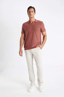 Regular Fit K?sa Kollu Orgu Gorunumlu Polo Tisort - Defacto фото 4