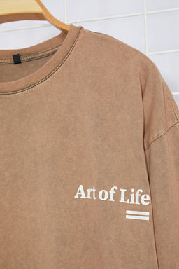 TRENDYOL MAN Antrasit Oversize/Genis Kesim Soluk Efektli Yaz? Bask?l? %100 Pamuklu T-Shirt TMNSS23TS00166 - Trendyolmilla фото 8