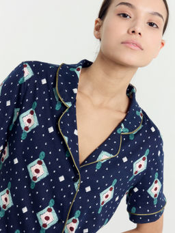 Комплект женский (жакет, шорты) темно-синий в ромбики ромбики на т.синем 592478 - Mark formelle фото 4