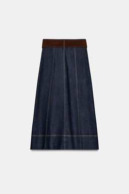 Z1975 BELTED DENIM WRAP MIDI SKIRT - Zara фото 8