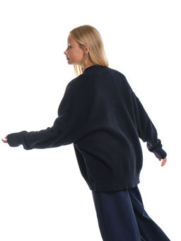 Джемпер оверсайз на молнии для девочки 33-7596 синий