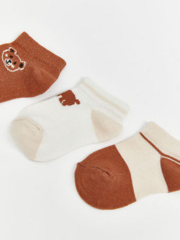 Bask?l? Erkek ?ocuk Patik ?orap 3l?