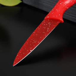 Нож с антиналипающим покрытием Доляна Зефир, для овощей, лезвие 9 см, цвет красный  фото 2