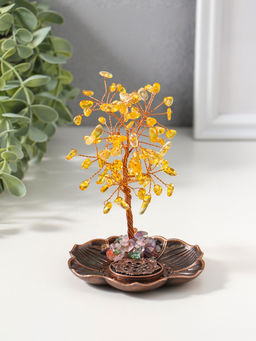 Подставка под благовония «Дерево на цветке», жёлтый, 72 камня, 9×9×13.5 см