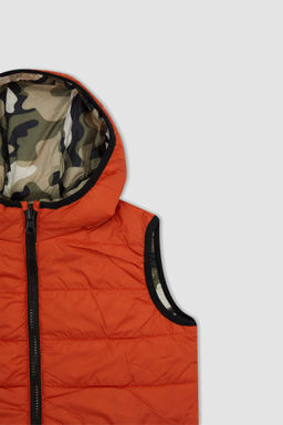 Двусторонний пуховик с капюшоном для мальчика - Defacto фото 6