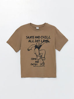 Bisiklet Yaka Bask?l? K?sa Kollu Erkek ?ocuk Ti??rt