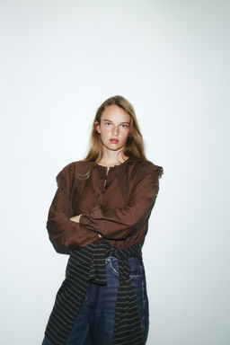 FLOWING SHIRT WITH PETER PAN COLLAR - Zara фото 3