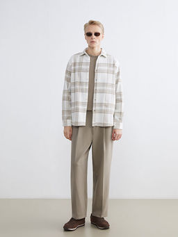 Regular Fit Uzun Kollu Ekose Erkek G?mlek Ceket