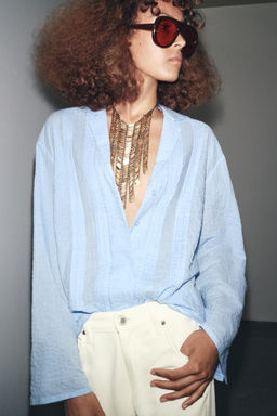 ZW COLLECTION TEXTURED OVERSIZE SHIRT - Zara фото 13