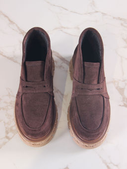 Полуботинки 304.PODYUM141br.Коричневая замша/байка