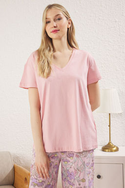 Trendyolmilla Sar? Cicekli Kapri Orme Pijama Tak?m? THMSS24PT00210 фото 2