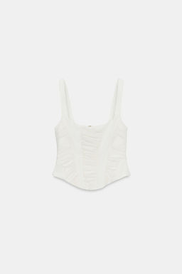 TOP CORSETERO COMBINADO TUL / Blanco roto - Zara фото 5