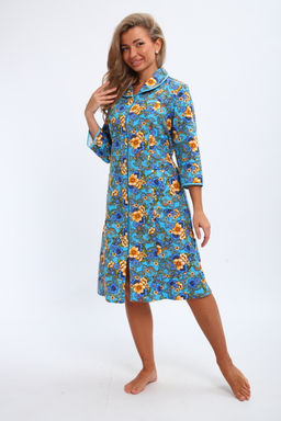 Халат женский из фланели Маша макси цветы