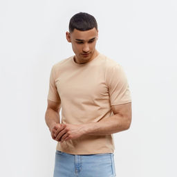 Футболка мужская MINAKU: Basic line MAN бежевая, размер 56