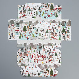 Цена за 2 шт. Коробка подарочная новогодняя складная «Новогодние истории», 21×15×5 см