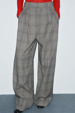 ZW COLLECTION CHECKED DARTED TROUSERS - Zara фото 3