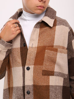 Рубашка Гранж коричневая клетка - Ладошки фото 8