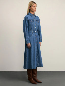 Джинсовое платье на пуговицах / Zarina  фото 6