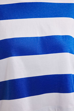 TRENDYOLMILLA Kahverengi Cizgili Bisiklet Yaka Loose Crop/Rahat K?sa Orme T-Shirt TWOSS25TS00193  фото 7