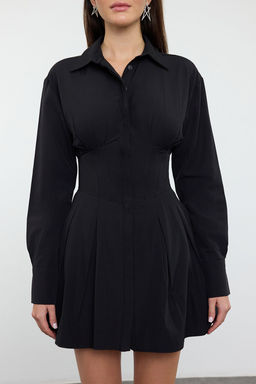 Siyah Korse Detayl? Poplin K?sa Abiye Gece Mezuniyet Elbisesi TPRAW25EL00108