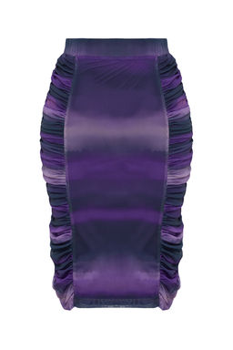 Mor Tul Buzgulu Fitted/Vucuda Oturan Midi Esnek Orme Etek TWOSS24ET00038 - Trendyolmilla фото 6