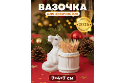 Вазочка для зубочисток 7,5*4,5*7 см Лошадь белая с золотом, фарфор
