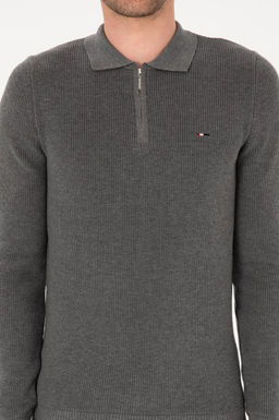 Erkek Regular Fit Fermuarl_ Gri Melanj Basic Kazak - U.s. polo assn фото 6