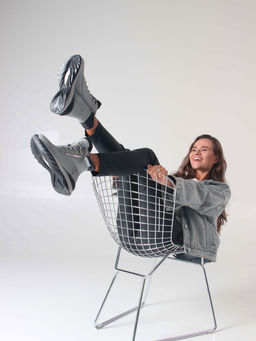 Ботинки 261.uno2bl. серый черный/Байка