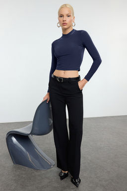 Trendyolmilla Bordo Dik Yaka Fitted/Vucuda Oturan Uzun Kol Buzgulu Esnek Orme Bluz TWOAW23EL01391  фото 15