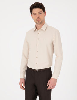 Bej Slim Fit Uzun Kollu Basic G_mlek