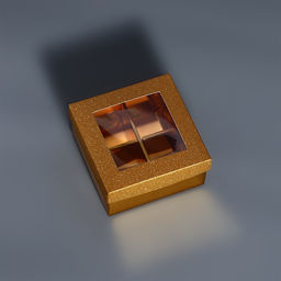 Цена за 5 шт. Коробка для 4 конфеты золото глиттер, 8.5×8.5×4 см