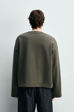 SUDADERA CROPPED FIT INTERLOCK / Verdoso - Zara фото 3