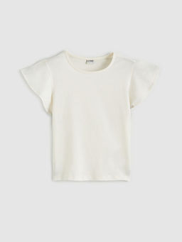 Bisiklet Yaka Volan Kollu K?z ?ocuk Ti??rt