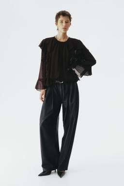 Blusa transparente con ribetes de volante - H&m фото 3