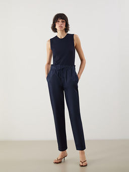 Beli Lastikli D?z Gabardin Kad?n Pantolon