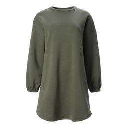 Платье женское короткое с кулиской MINAKU: Casual Collection, зелёное, размер 46, с длинным рукавом