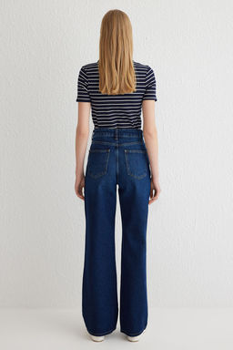 Koyu Mavi Yuksek Bel Wide Leg Jeans TWOSS25JE00117 - Trendyolmilla фото 5