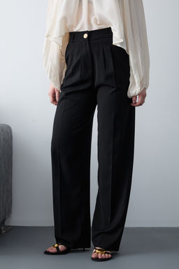 Koyu Kahverengi Yuksel Bel Genis Paca Dokuma Pantolon TWOAW26PL00161