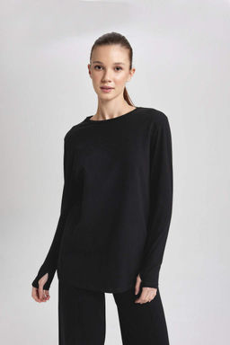 DeFactoFit Длинная футболка с круглым вырезом и длинными рукавами для спортсменов  фото 4