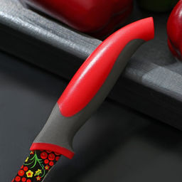 Нож кухонный с антиналипающим покрытием Доляна Русский узор, лезвие 8 см  фото 3