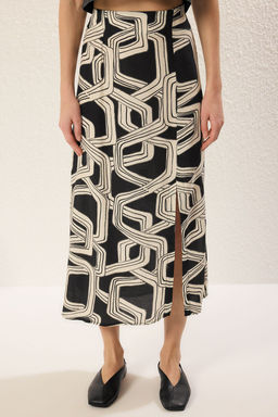 TRENDYOLMILLA Cok Renkli Desenli Pamuklu Kumas Y?rtmac Detayl? Midi Boy Dokuma Etek TWOSS25ET00119 фото 3