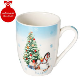 Кружка фарфоровая Доляна Новый год. Игрушки, 350 мл