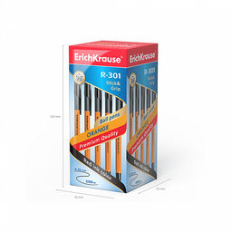 Цена за 50 шт. Ручка шариковая ErichKrause R-301 Stick&Grip Orange 0.7, цвет чернил синий (в коробке по 50 шт.)  фото 10